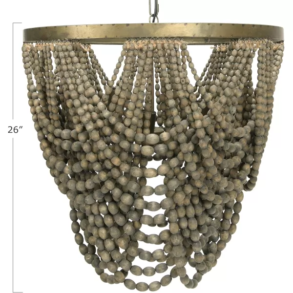 Creative CoOp Metal Chandelier with Draped Wood BeadsBlack