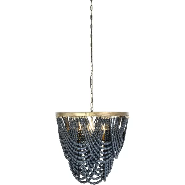 Creative CoOp Metal Chandelier with Draped Wood BeadsBlue