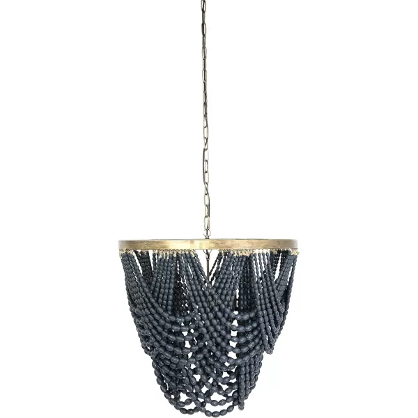 Creative CoOp Metal Chandelier with Draped Wood BeadsBlue
