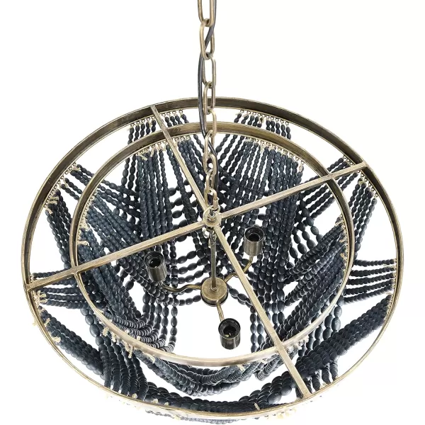 Creative CoOp Metal Chandelier with Draped Wood BeadsBlue