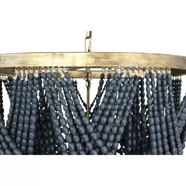 Creative CoOp Metal Chandelier with Draped Wood BeadsBlue