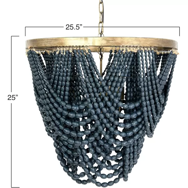 Creative CoOp Metal Chandelier with Draped Wood BeadsBlue