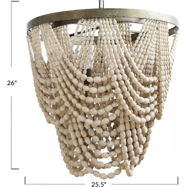 Creative CoOp Metal Chandelier with Draped Wood BeadsYellow