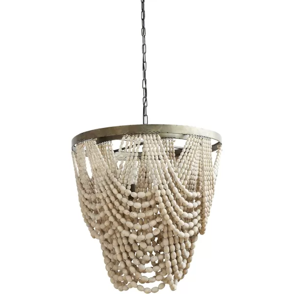 Creative CoOp Metal Chandelier with Draped Wood BeadsYellow