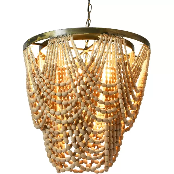 Creative CoOp Metal Chandelier with Draped Wood BeadsYellow