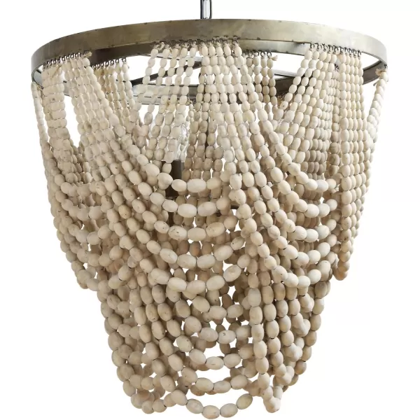 Creative CoOp Metal Chandelier with Draped Wood BeadsYellow