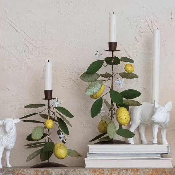 Creative CoOp Metal Garland with Lemons and Leaves MulticolorCandle Holders