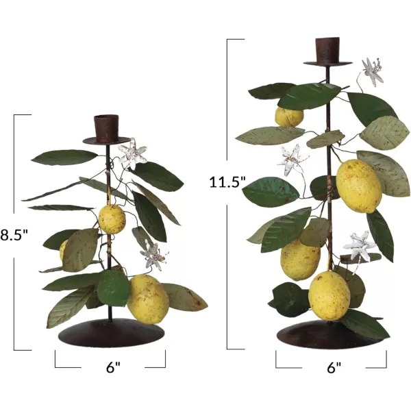 Creative CoOp Metal Garland with Lemons and Leaves MulticolorCandle Holders