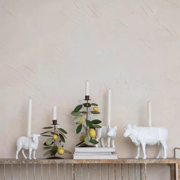 Creative CoOp Metal Garland with Lemons and Leaves MulticolorCandle Holders