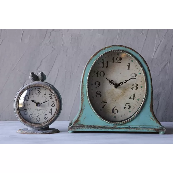 Creative CoOp Metal Mantel Clock with Aqua FinishAqua