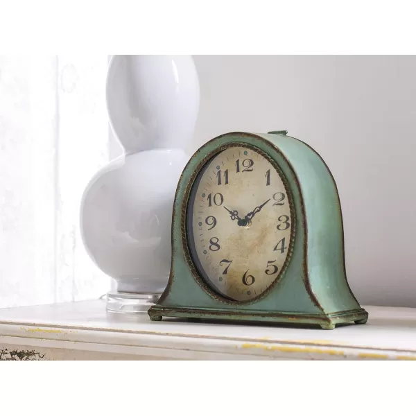 Creative CoOp Metal Mantel Clock with Aqua FinishAqua