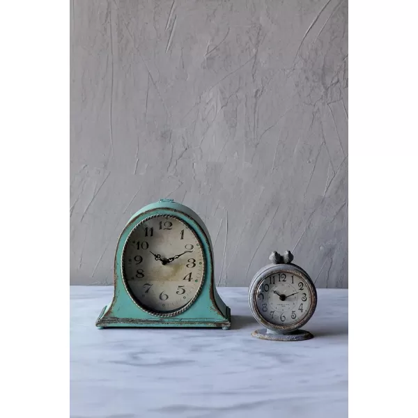 Creative CoOp Metal Mantel Clock with Aqua FinishAqua