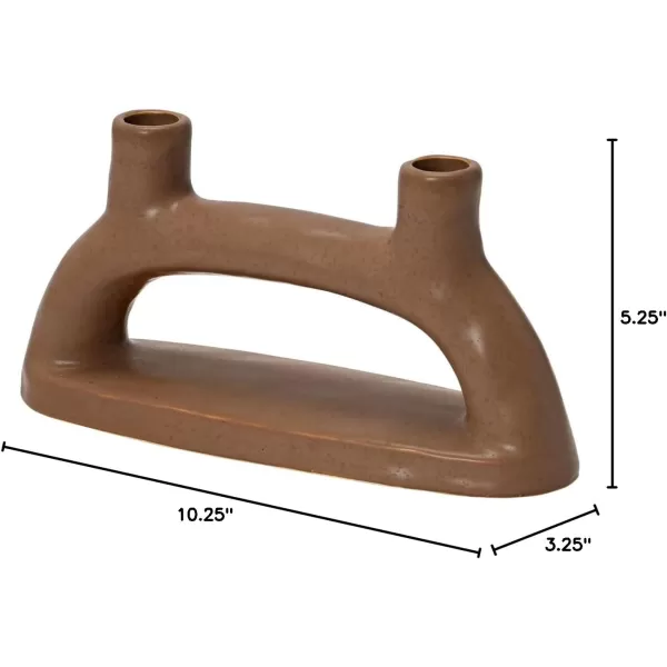 Creative CoOp Modern Stoneware Double Taper Holder Matte Brown Candleholders 10quot L x 3quot W x 5quot H