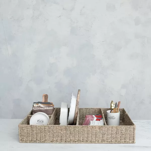 Creative CoOp Natural HandWoven Seagrass Sectional Tray Natural