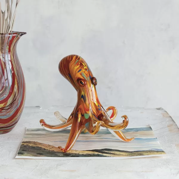 Creative CoOp Oceanic Splendor Art Glass Octopus Multicolor