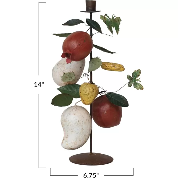 Creative CoOp Orchard Bounty Metal Taper Candle Holder Multicolor