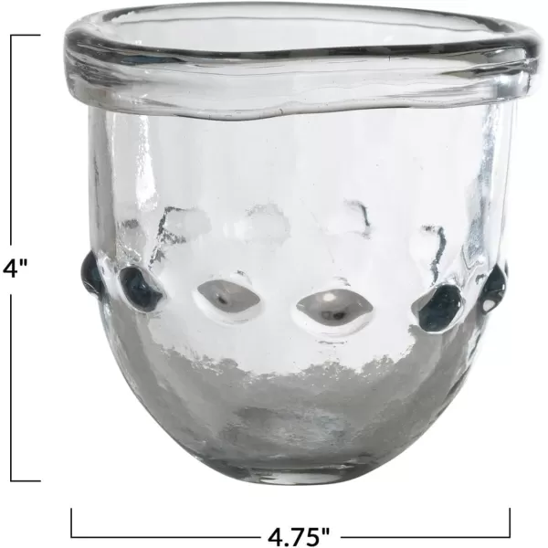 Creative CoOp Organically Shaped Embossed Glass Clear Votive Holder