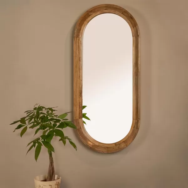 Creative CoOp Oval Wall Mirror with Mango Wood Frame