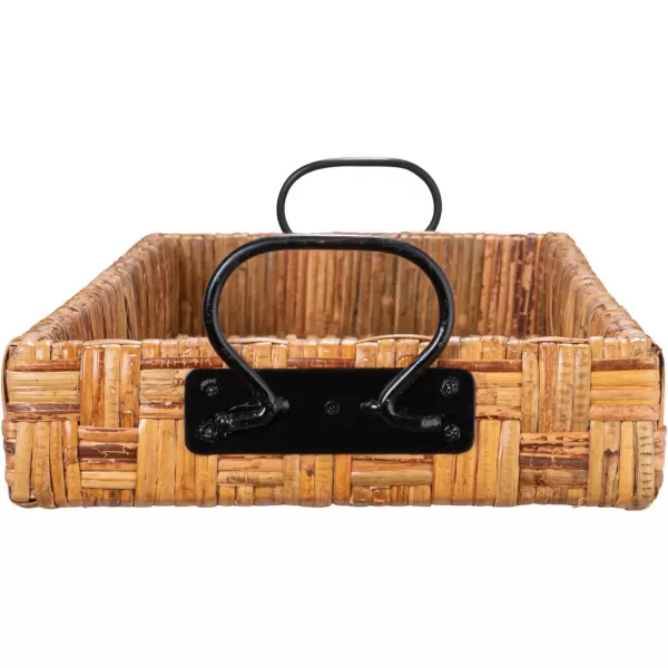 Creative CoOp Oversized HandWoven Rattan Tray with Metal Handles NaturalNatural