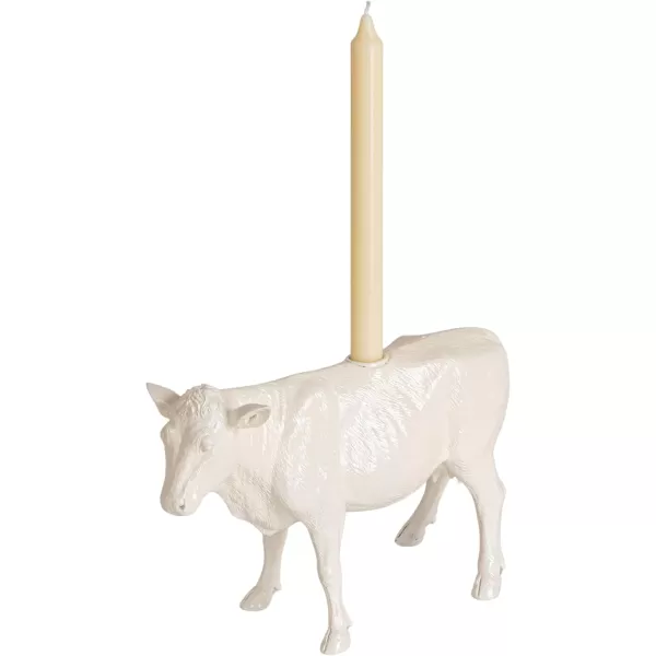 Creative CoOp Pastoral Elegance Sheep Taper Holder WhiteCow
