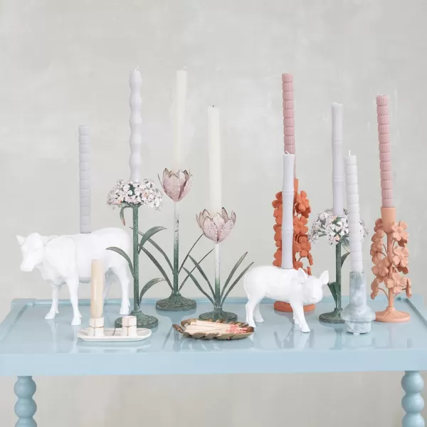 Creative CoOp Pastoral Elegance Sheep Taper Holder WhitePig