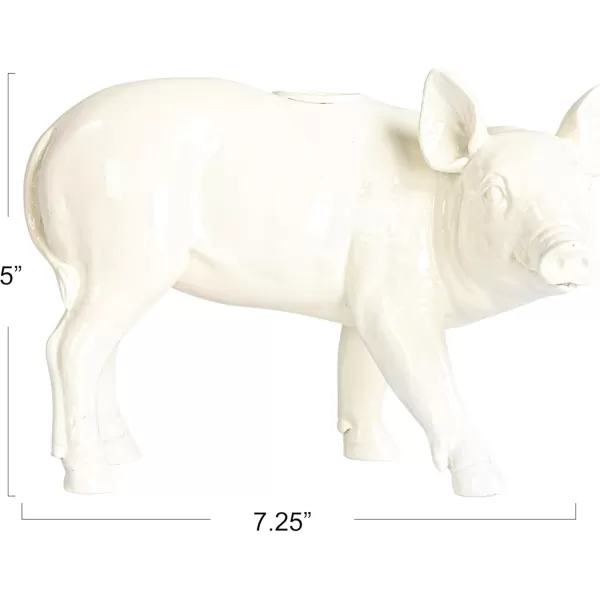 Creative CoOp Pastoral Elegance Sheep Taper Holder WhitePig