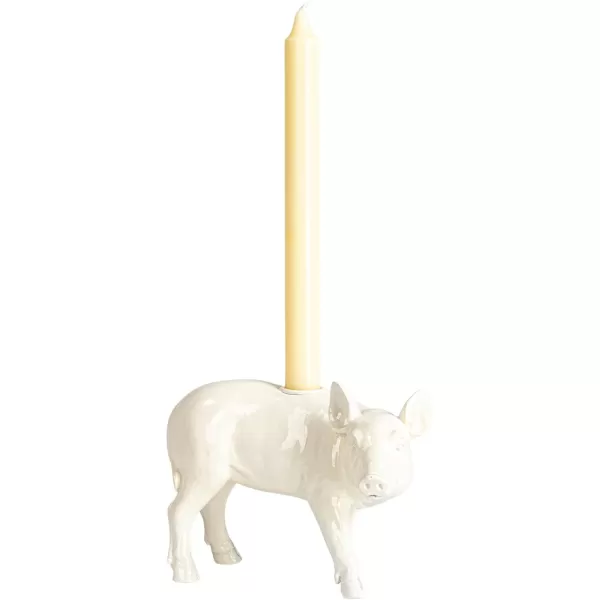 Creative CoOp Pastoral Elegance Sheep Taper Holder WhitePig