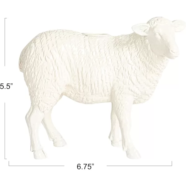 Creative CoOp Pastoral Elegance Sheep Taper Holder WhiteSheep