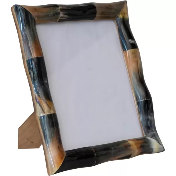 Creative CoOp Pieced Horn Multicolor Photo Frame Black