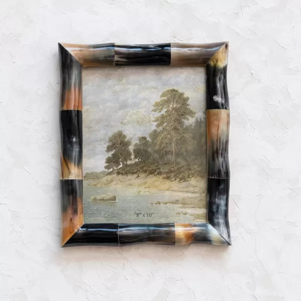 Creative CoOp Pieced Horn Multicolor Photo Frame Black