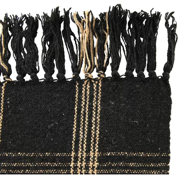 Creative CoOp Plaid Black ampamp Tan Fringed Woven Cotton Blend Throw 60 inch x50Black