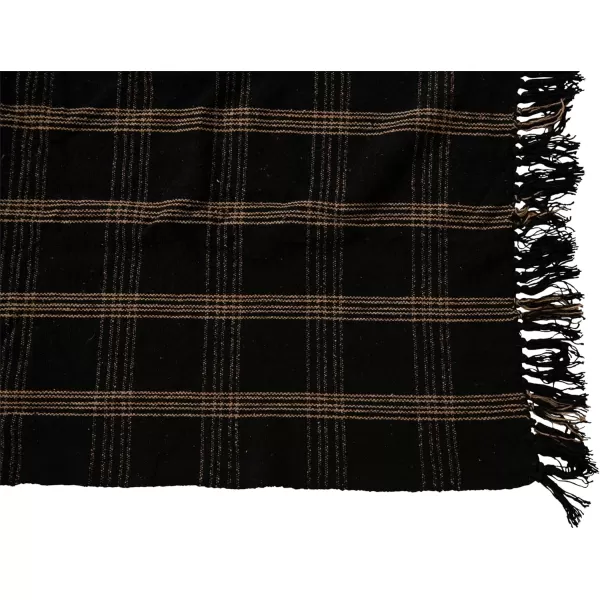 Creative CoOp Plaid Black ampamp Tan Fringed Woven Cotton Blend Throw 60 inch x50Black