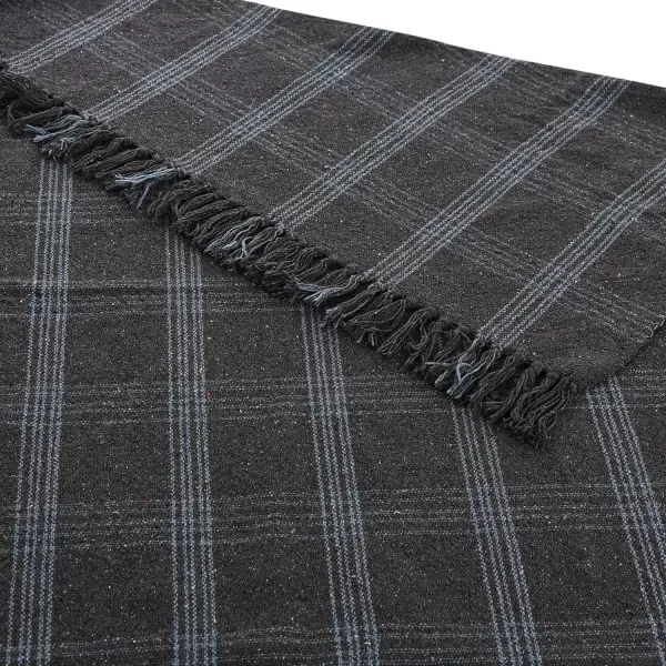 Creative CoOp Plaid Black ampamp Tan Fringed Woven Cotton Blend Throw 60 inch x50Grey
