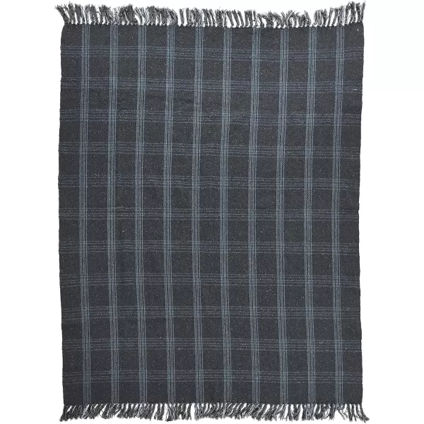 Creative CoOp Plaid Black ampamp Tan Fringed Woven Cotton Blend Throw 60 inch x50Grey