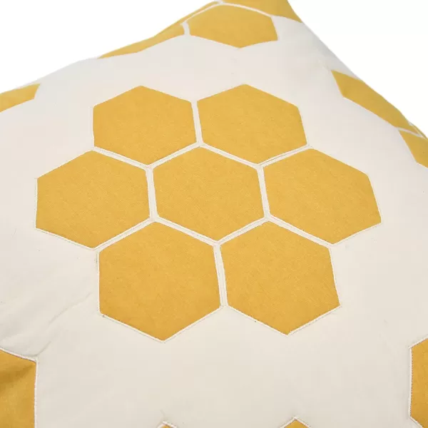 Creative CoOp Quilted Cotton Honeycomb Pattern Pillow 20quot L x 20quot W x 2quot H Yellow