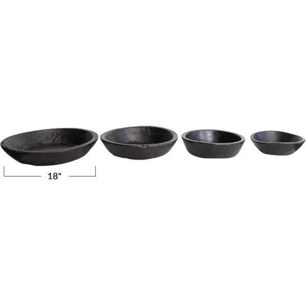 Creative CoOp Reclaimed Wood Nesting Set of 4 Sizes Black Decorative Bowl