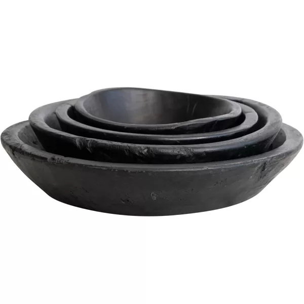 Creative CoOp Reclaimed Wood Nesting Set of 4 Sizes Black Decorative Bowl
