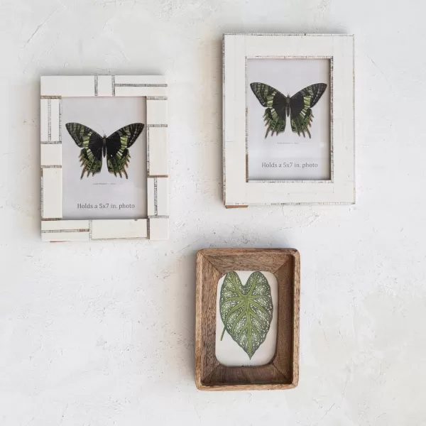Creative CoOp Resin Horn Inlay Set of 2 Styles Ivory Photo Frame