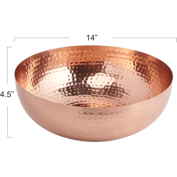 Creative CoOp Round Hammered Metal Bowl Gold Finish 14quotCopper Finish