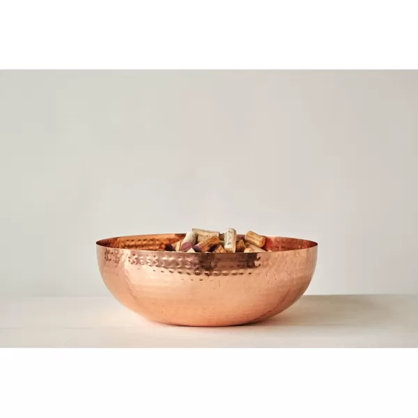 Creative CoOp Round Hammered Metal Bowl Gold Finish 14quotCopper Finish