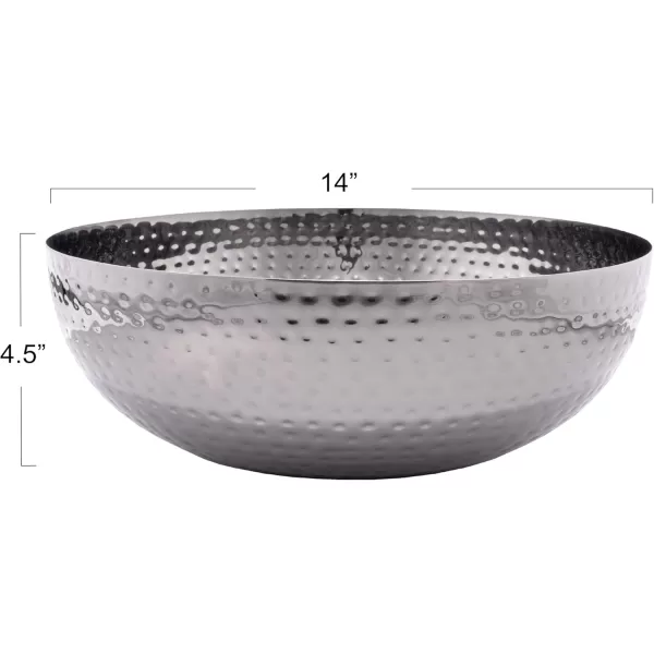 Creative CoOp Round Hammered Metal Bowl Gold Finish 14quotOxidized Silver