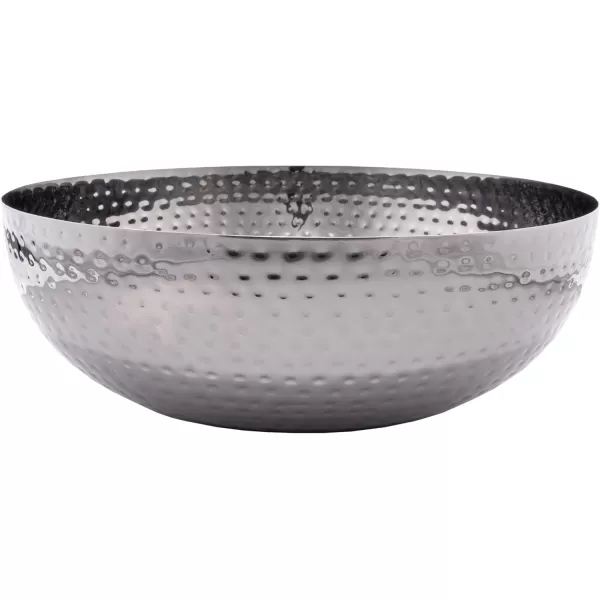Creative CoOp Round Hammered Metal Bowl Gold Finish 14quotOxidized Silver