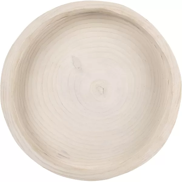 Creative CoOp Round HandCarved Paulownia Wood Tray Whitewashed Finish Accent Decor
