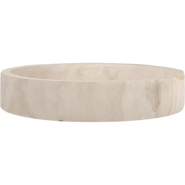 Creative CoOp Round HandCarved Paulownia Wood Tray Whitewashed Finish Accent Decor