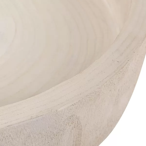 Creative CoOp Round HandCarved Paulownia Wood Tray Whitewashed Finish Accent Decor