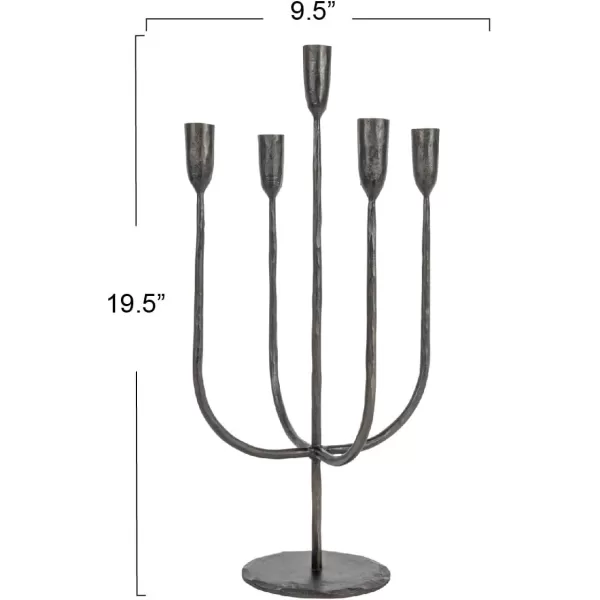 Creative CoOp Round HandForged Metal Candelabra Holds 5 Black Taper Holder