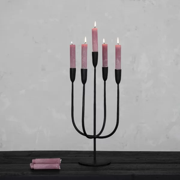 Creative CoOp Round HandForged Metal Candelabra Holds 5 Black Taper Holder