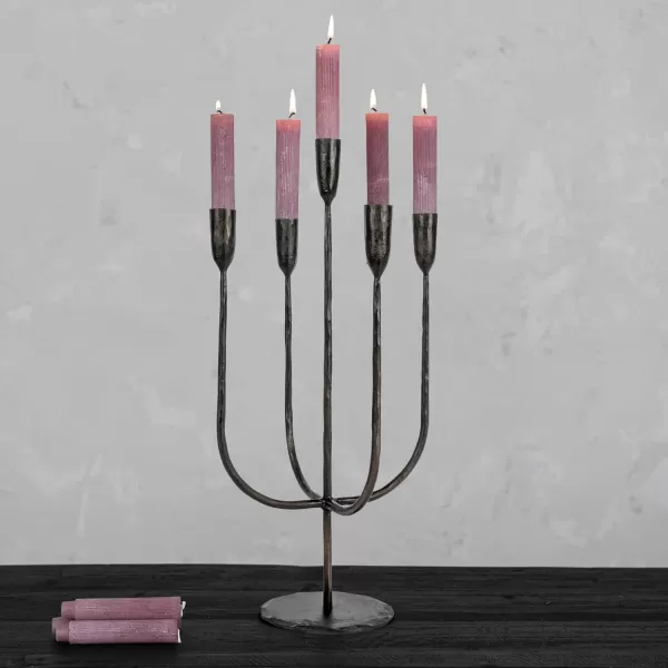 Creative CoOp Round HandForged Metal Candelabra Holds 5 Black Taper Holder