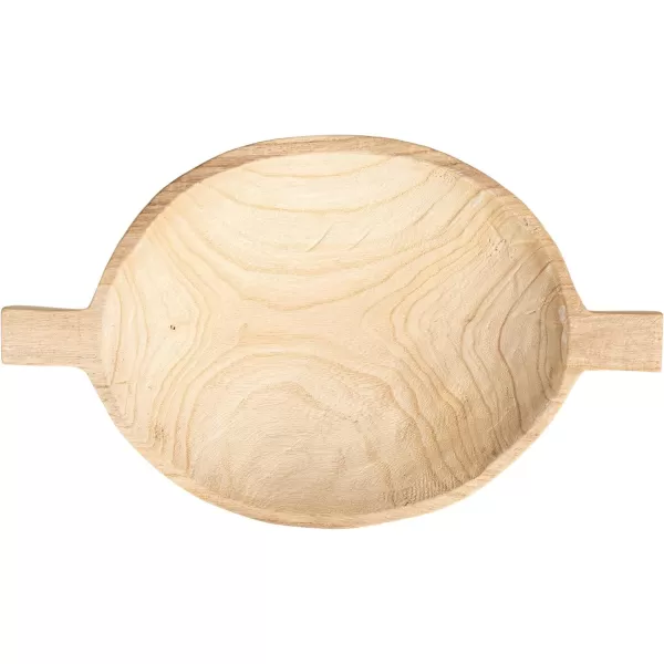 Creative CoOp Round Paulownia Wood Decorative Tray Natural
