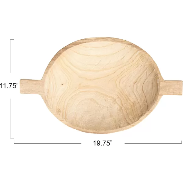 Creative CoOp Round Paulownia Wood Decorative Tray Natural